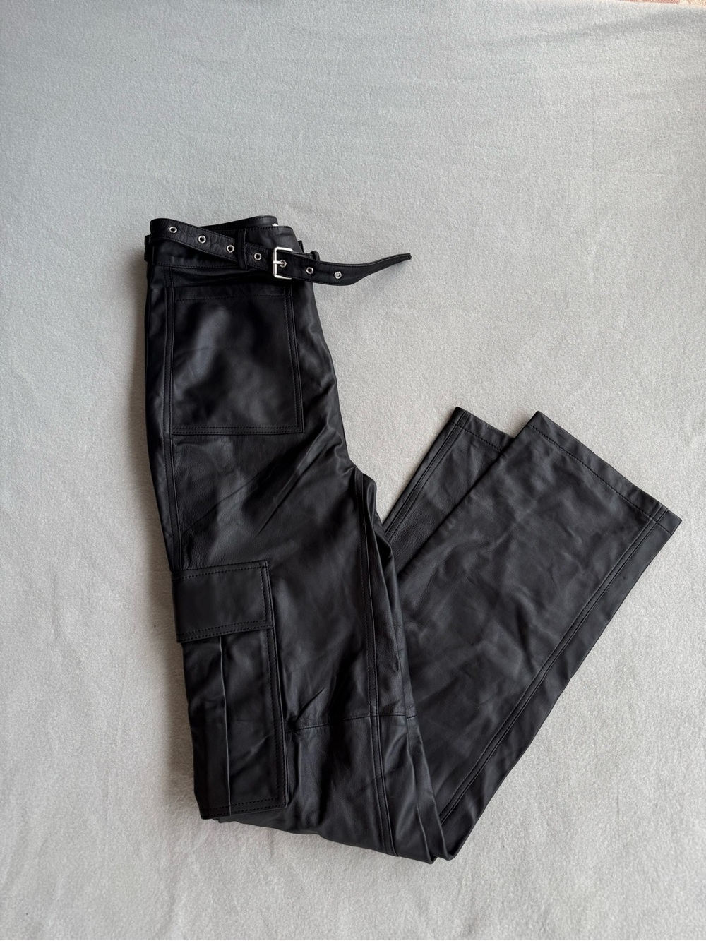 Camila Coelho Manolya Leather Pants In Black Women XS Trousers Cargo Pockets NWT
